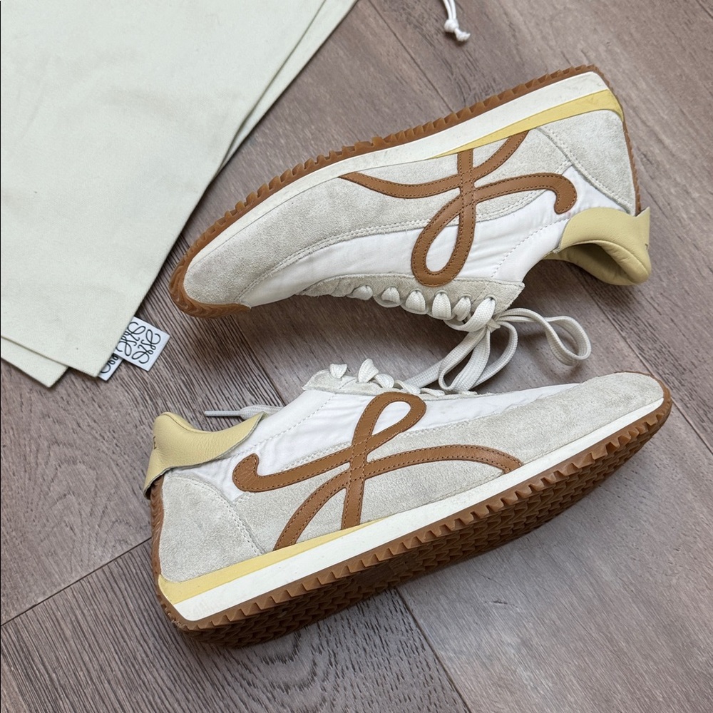 Authentic Loewe White and Tan Sneakers